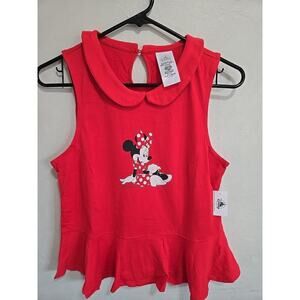 Disney Parks Women Mini Mouse Printed Sleeveless Top Red Size Medium NWT
